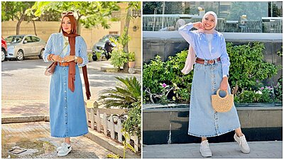 Hijabis, Style Your Trendy Button-Down Denim Skirt in These Awesome Ways!