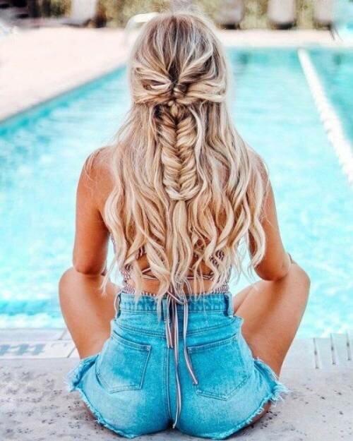 half up with braids hairstyle for the beach