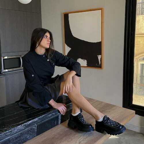 loafers brands girl in black