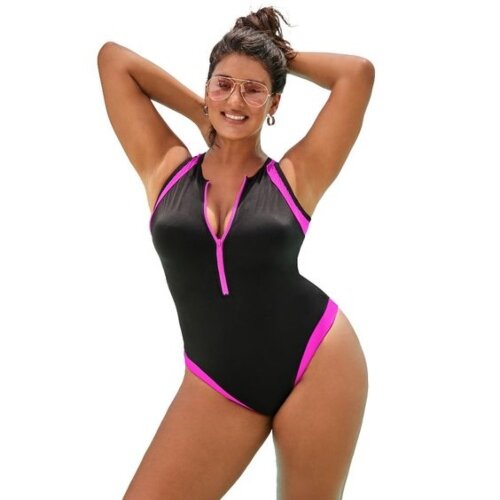 A swimsuit with a zipper