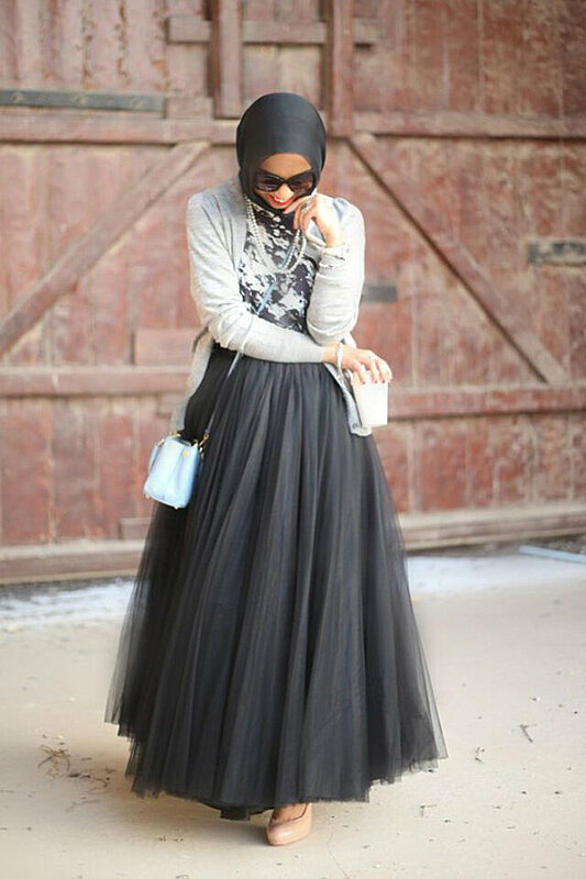 نصائح لارتداء التنورة الشيفون مع الحجاب