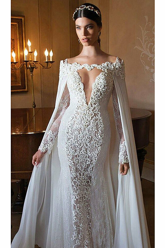 أحدث صيحات موضة عروس 2016: فستان زفاف مزود بكاب