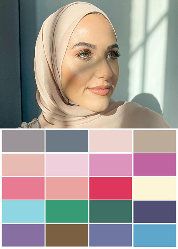 بالصور: كيف تختارين لون الحجاب المناسب للون بشرتك