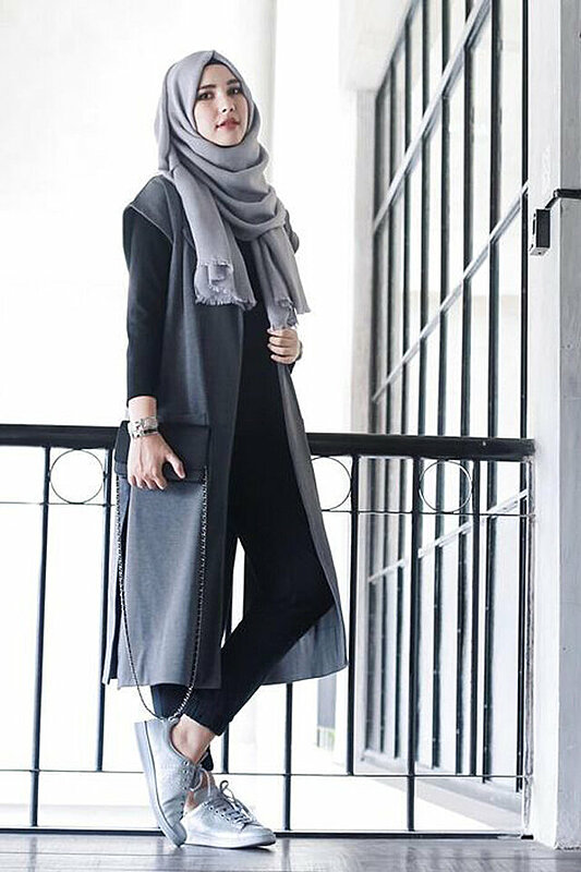 بالصور: أفكار لارتداء الفيست الطويل مع الحجاب