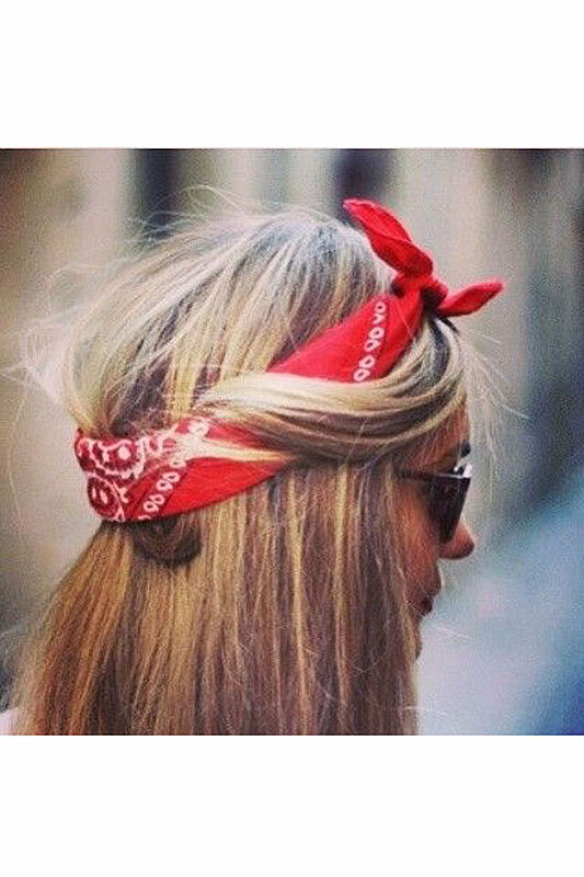 How To Wear A Bandana Scarf In Your Hair - Red White & Denim
