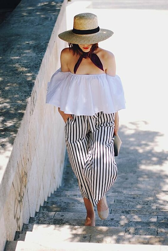What to wear with black and white striped pants? Outfits and tips
