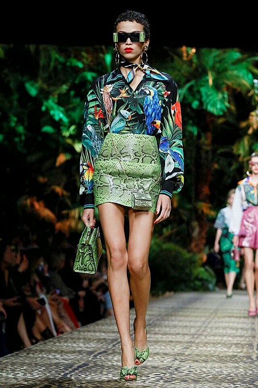 Tropical Prints and Bright Color Pairings Took over Milan Fashion Week
