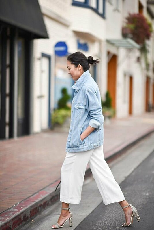 Wide Leg Denim Culottes with Snakeskin Booties - Elegantly Dressed and  Stylish