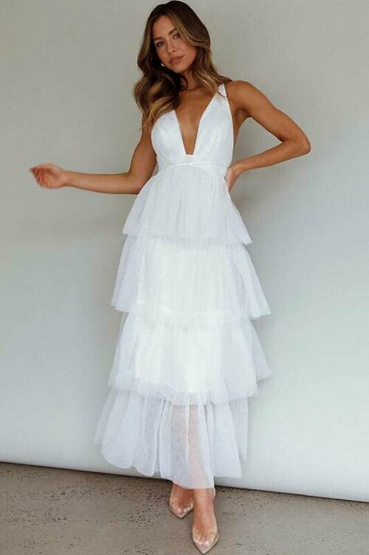 tiered white dress