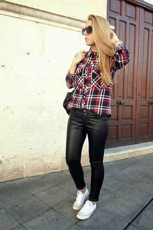 how to wear plaid shirts leather pants