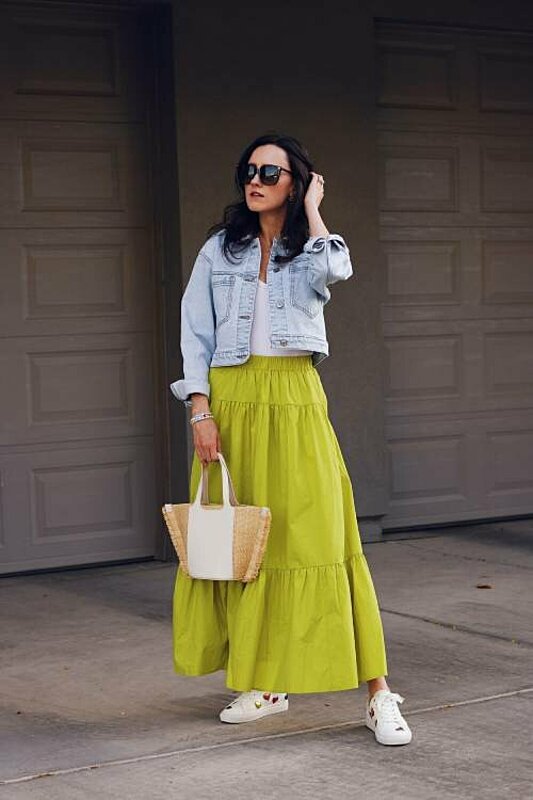 how to style lime green denim
