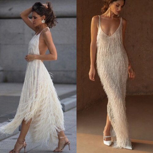 trendy summer feather dresses 2024