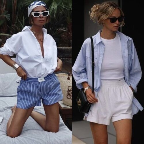  Boxer Shorts with Tucked-In or Oversized Shirt