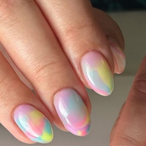 Tie-Dye Nail with the Glazed Donut Effect