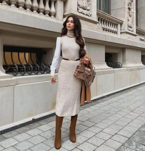 Knitted Dress with Boots